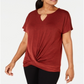 JM Collection Women's Twist Hem Top Red Size Medium