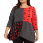 Alfani Women's Plus Printed High Low Tunic Red Size 0X