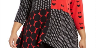 Alfani Women's Plus Printed High Low Tunic Red Size 0X