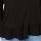 Style & Co Women's Flounce 3/4 Sleeve Top Black Size 1X
