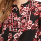 Charter Club Women's Printed Banded Collar Blouson Top Red Size X-Small