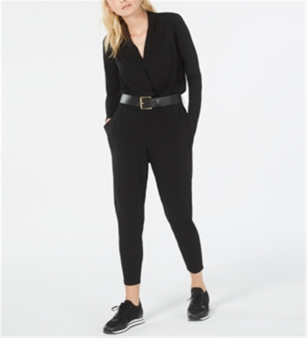 Michael Kors Women's Belted Jumpsuit Black Size Petite L