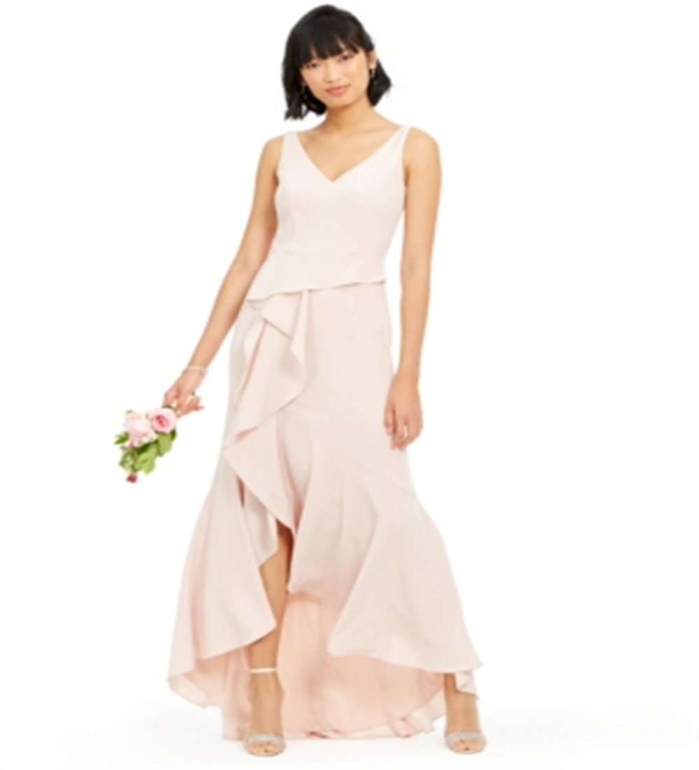 Adrianna Papell Women's Full Length Hi Lo Formal Dress Pink Size 16