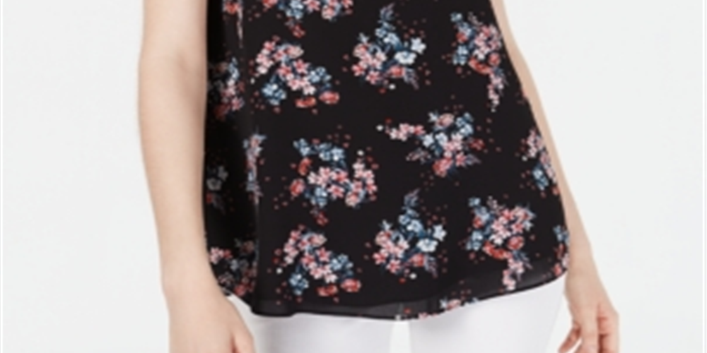 Hippie Rose Women's Floral Spaghetti Strap Tank Top Black Size X-Large