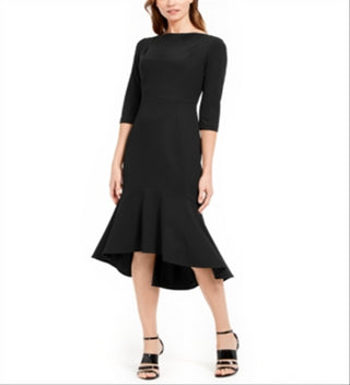 Calvin Klein Women's Flounce Bottom MIDI Dress Black Size 8