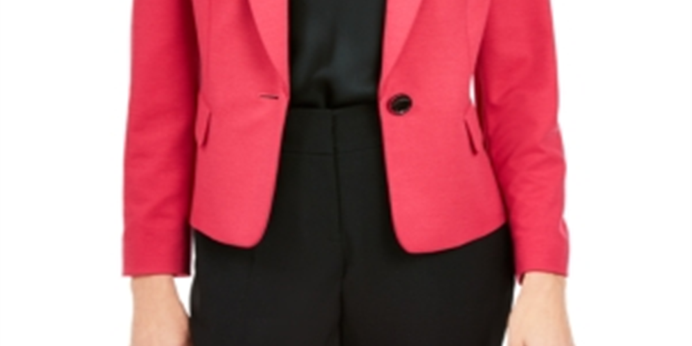 Kasper Women's  Petite Shawl-Collar Single-But Lipstick Pink Size 2P