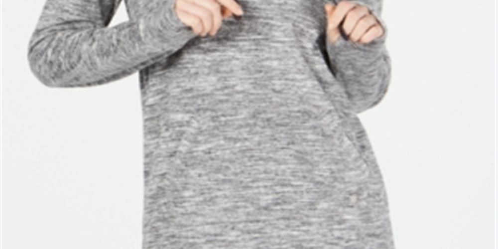 Ideology Women's Lace up Sweatshirt Hoodie Gray Size X-Large