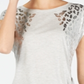 INC Women's Foil Animal-Print T-Shirt  Hthr Belle Grey  Size XL