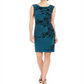 Jessica Howard Women's Embroidered Floral Sleeveless Jewel Neck Above the Knee Sheath Wear to Work Dress Green Size 12 Petite
