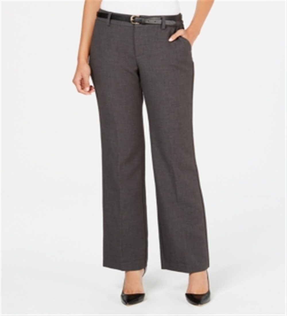 Charter Club Women's Belted Slim It up Trousers Gray Size 14 Petite