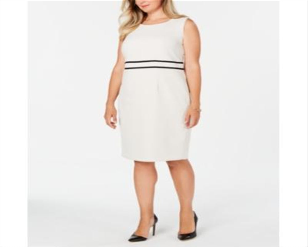 Kasper Women's Plus Crepe Sheath Dress White Size 20W