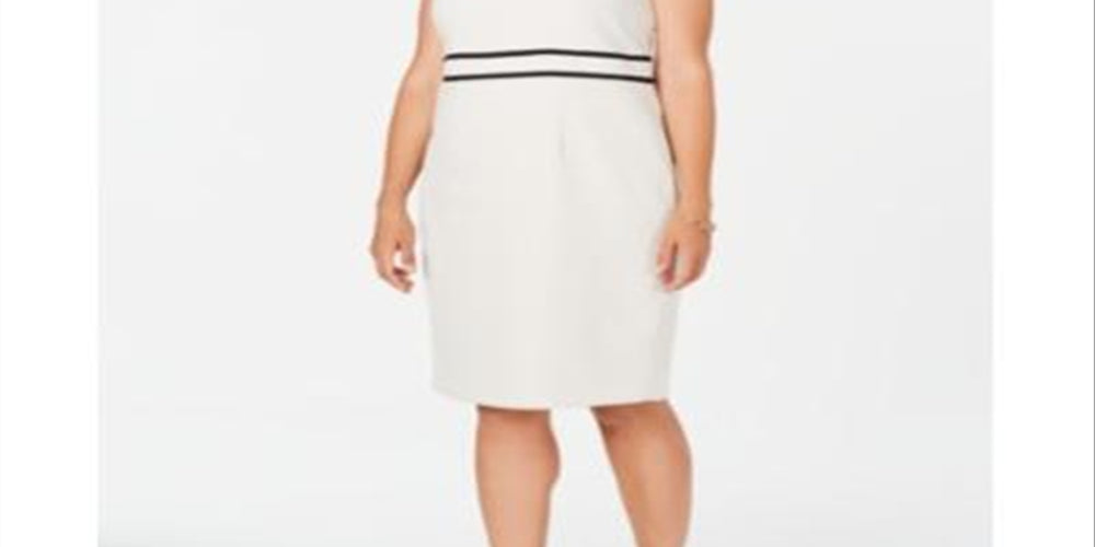 Kasper Women's Plus Crepe Sheath Dress White Size 20W