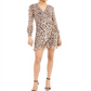 Bar III Women's Ruffled Animal Print Wrap Dress Brown Size X-Small