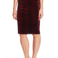 Vince Camuto Women's Velvet Animal Print Pencil Skirt Red Size Small