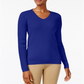 Karen Scott Women's Cotton V Neck Sweater Blue Size X-Large