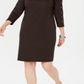 Karen Scott Women's Boat Neck Studded Dress Brown Size Petite L