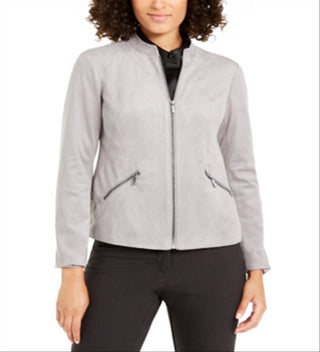 Alfani Women's Faux Suede Jacket Gray Size Large