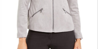 Alfani Women's Faux Suede Jacket Gray Size Large