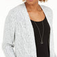 Style & Co Women's Chenille Knit Open Front Cardigan White Size PP