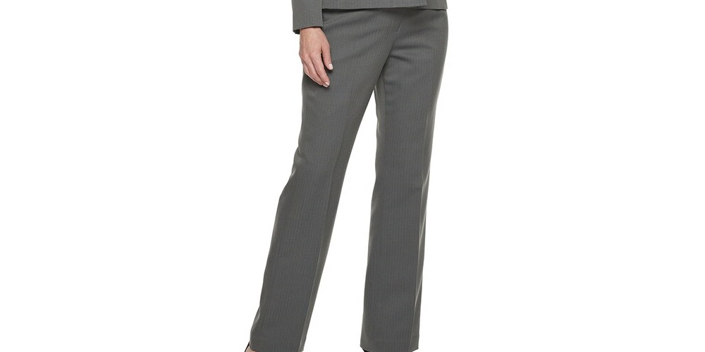 Le Suit Women's Herringbone 2-Button Jacket & Pant Suit Steel Multi Gray Size 16