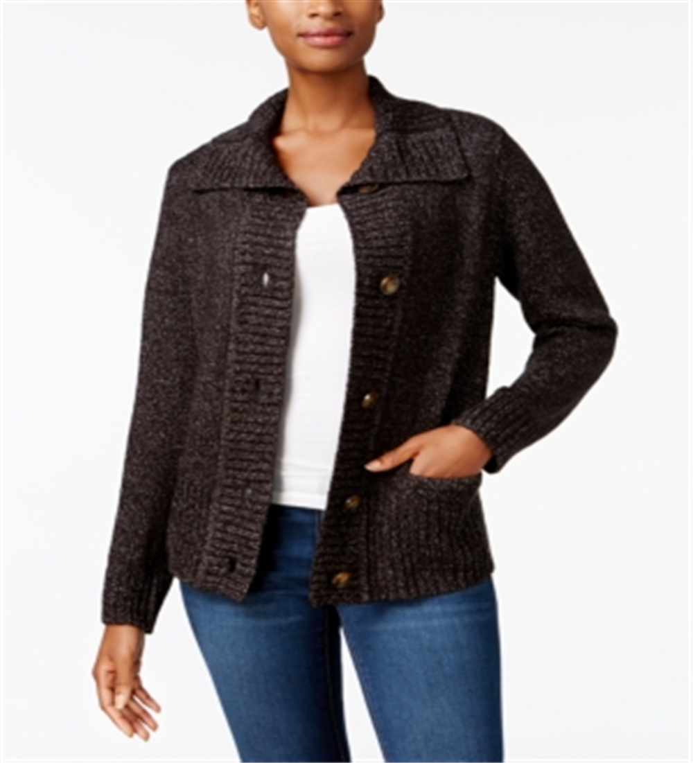 Karen Scott Women's Button Front Cardigan Black Size Petite XL