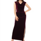 Xscape Women's Slitted Zippered Cap Sleeve Cowl Neck Maxi Formal Sheath Dress Purple Size 4 Petite