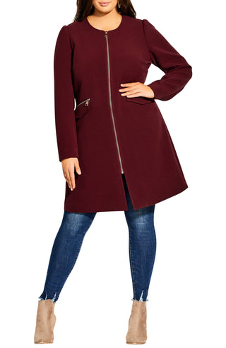 City Chic Women's Simple Elegance a Line Coat Red Size Petite Medium
