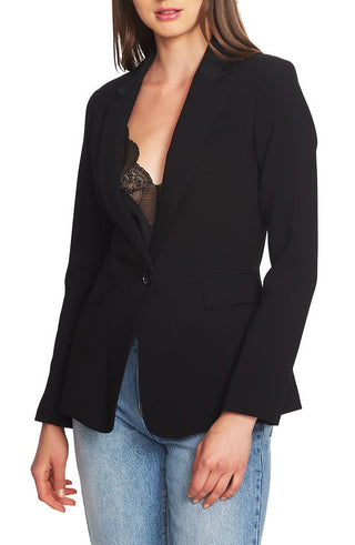 1.STATE Women's One Button Stretch Crepe Blazer Black