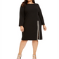 Calvin Klein Women's Dress Plus Sheath Bling Slit Black Size 20W
