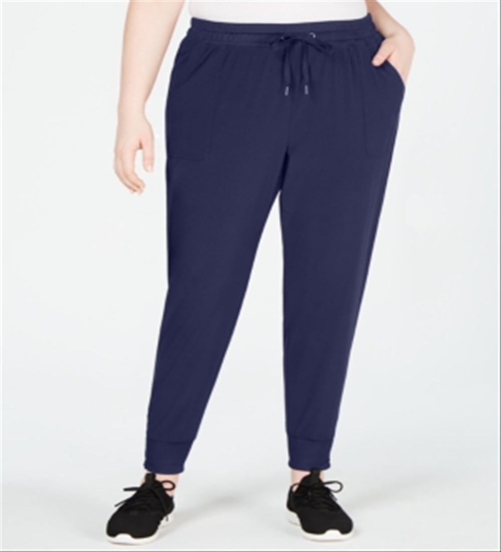 Ideology Women's Tie Lounge Pants Plus Blue Size 3X