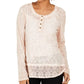Style & Co Women's Lace Henley Top Pink Size XX-Large