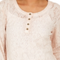 Style & Co Women's Lace Henley Top Pink Size XX-Large