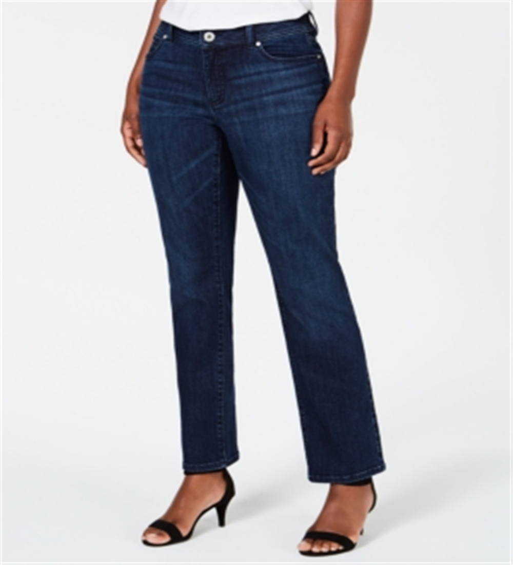INC International Concepts Women's Curvy Fit Straight Leg Jeans Blue Size 2