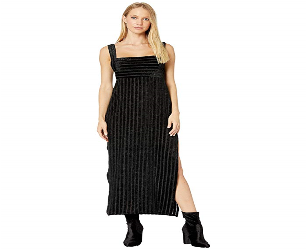 Free People Women's Slitted Sleeveless Sheath Dress Black Size Large
