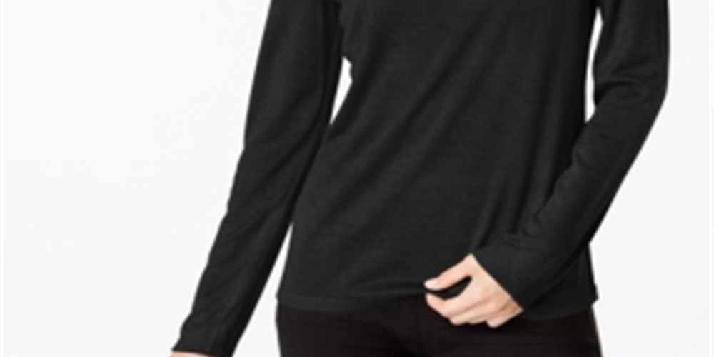 INC Women's Ribbon Laced Sweatshirt Black Size Petite L