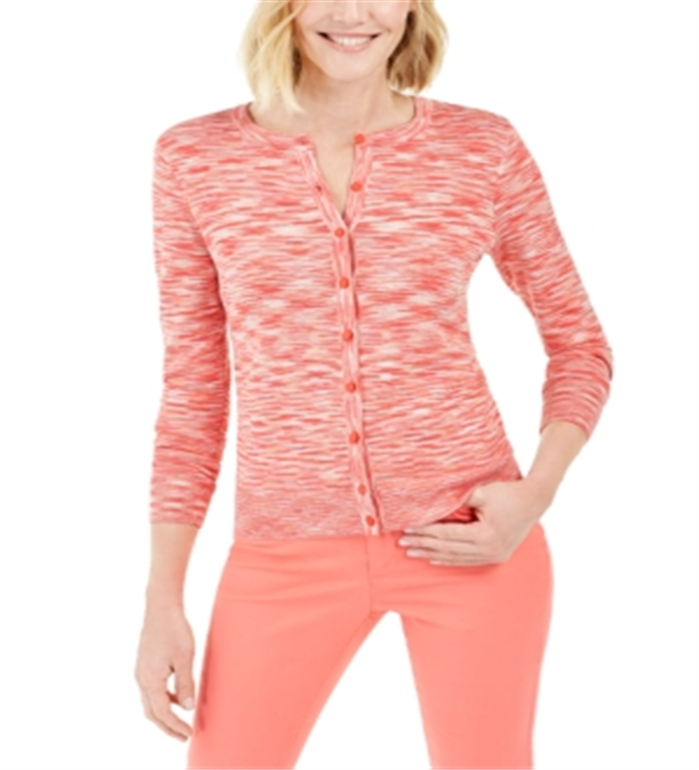 Charter Club Women's Space Dyed Button Cardigan Pink Size Small