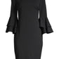Calvin Klein Women's Bell Sleeve Knee Length Sheath Dress Black Size 2