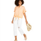 Charter Club Women's Linen Tie Front Button up Shirt Orange Size XX-Large