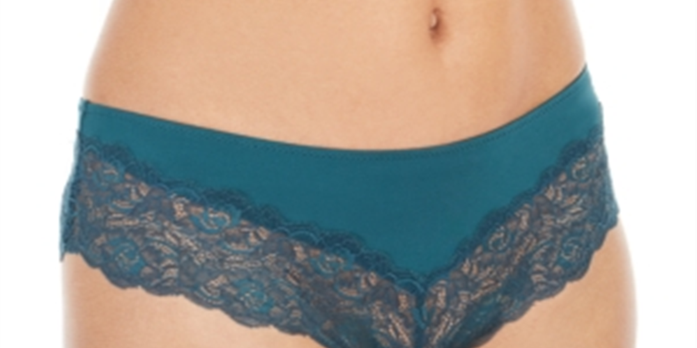 INC International Concepts Women's Lace-Trim Hipster Underwear  Green Size S