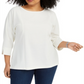 Charter Club Women's Plus Textured Top White Size 3X