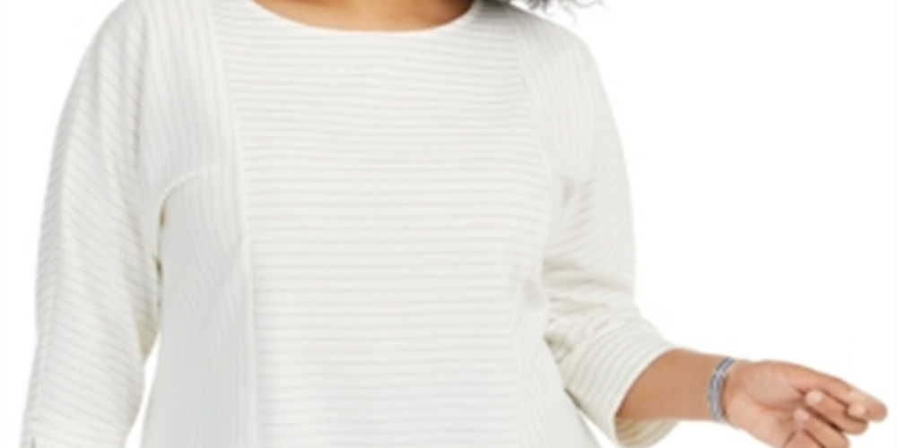 Charter Club Women's Plus Textured Top White Size 3X