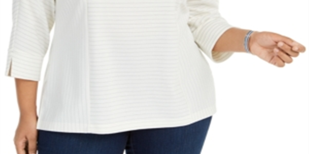 Charter Club Women's Plus Textured Top White Size 3X