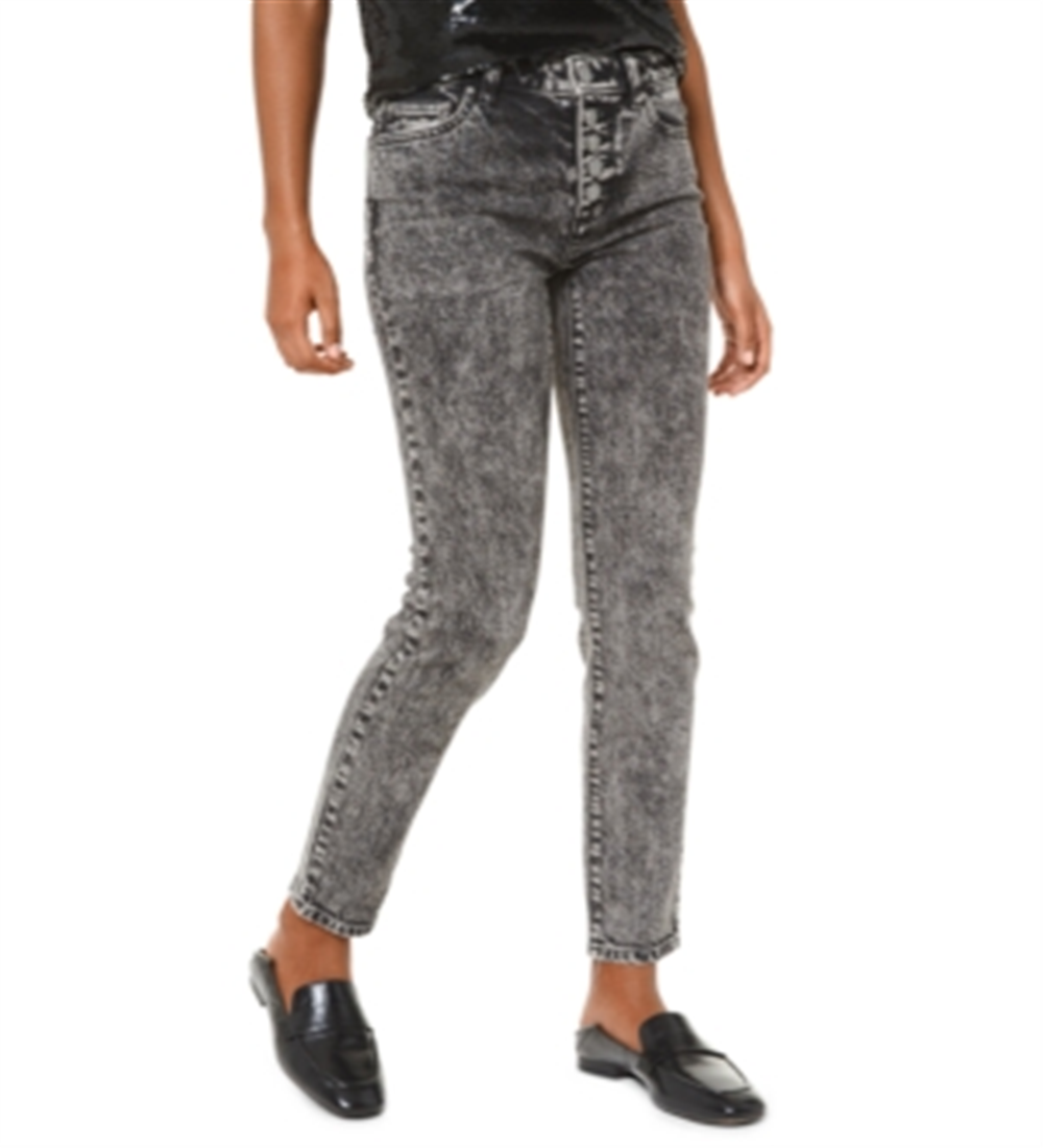 Michael Kors Women's High Rise Acid Wash Skinny Jeans Black Size 14