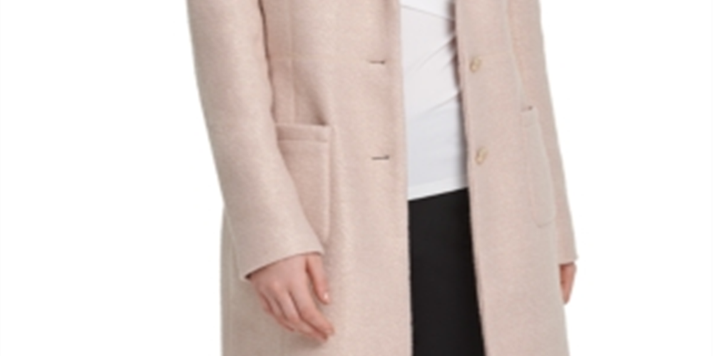 DKNY Women's Foil Boucle Four-Pocket Topper Jacket Pink Size 2