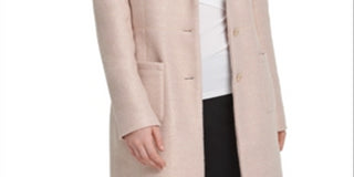 DKNY Women's Foil Boucle Four-Pocket Topper Jacket Pink Size 2