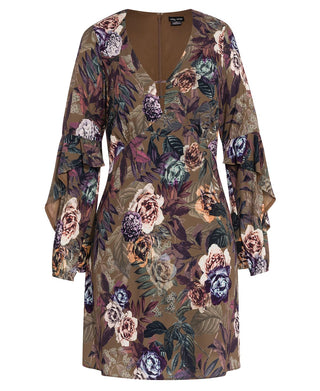 City Chic Women's Trendy Plus Ruffle Sleeve Floral Print Mini Dress Black Size M/18