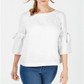 Charter Club Women's Linen Bell Sleeve Top White Size X-Small