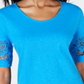 Calvin Klein Women's Cotton Lace TrimTop Blue Size X-Large