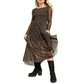 Free People Women's Hello and Goodbye Mesh MIDI Dress Black Size Large