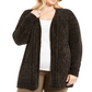 Karen Scott Women's Plus Open Front Chenille Cardigan Black Size 2X